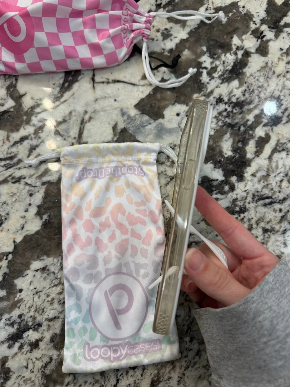 Loopy Case White Holographic iPhone 15 pro max Case with Integrated Strap